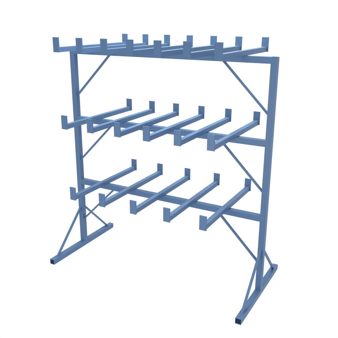 Drawing of our Double Sided Cantilever Storage Rack: Space-saving storage & handling