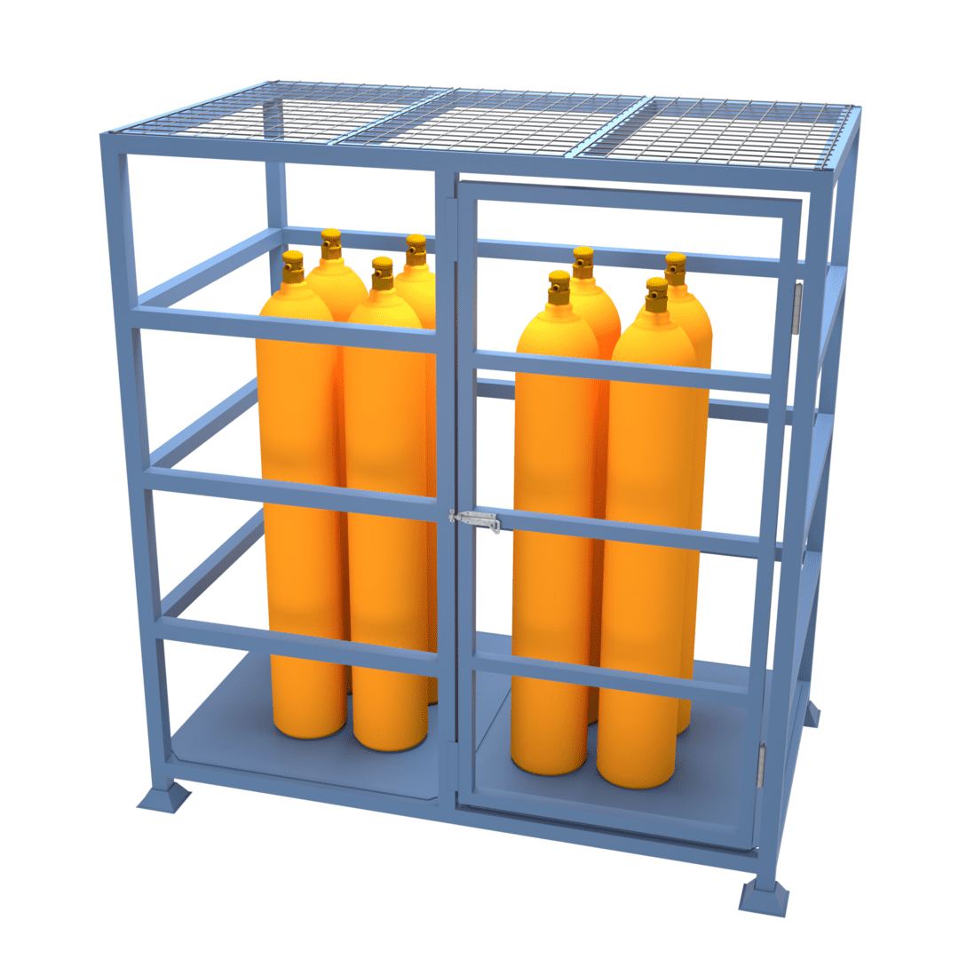 Drawing of our Free Standing Gas Bottle Cylinder Storage Cage, ideal for the safe storage of argon gas bottle cylinders