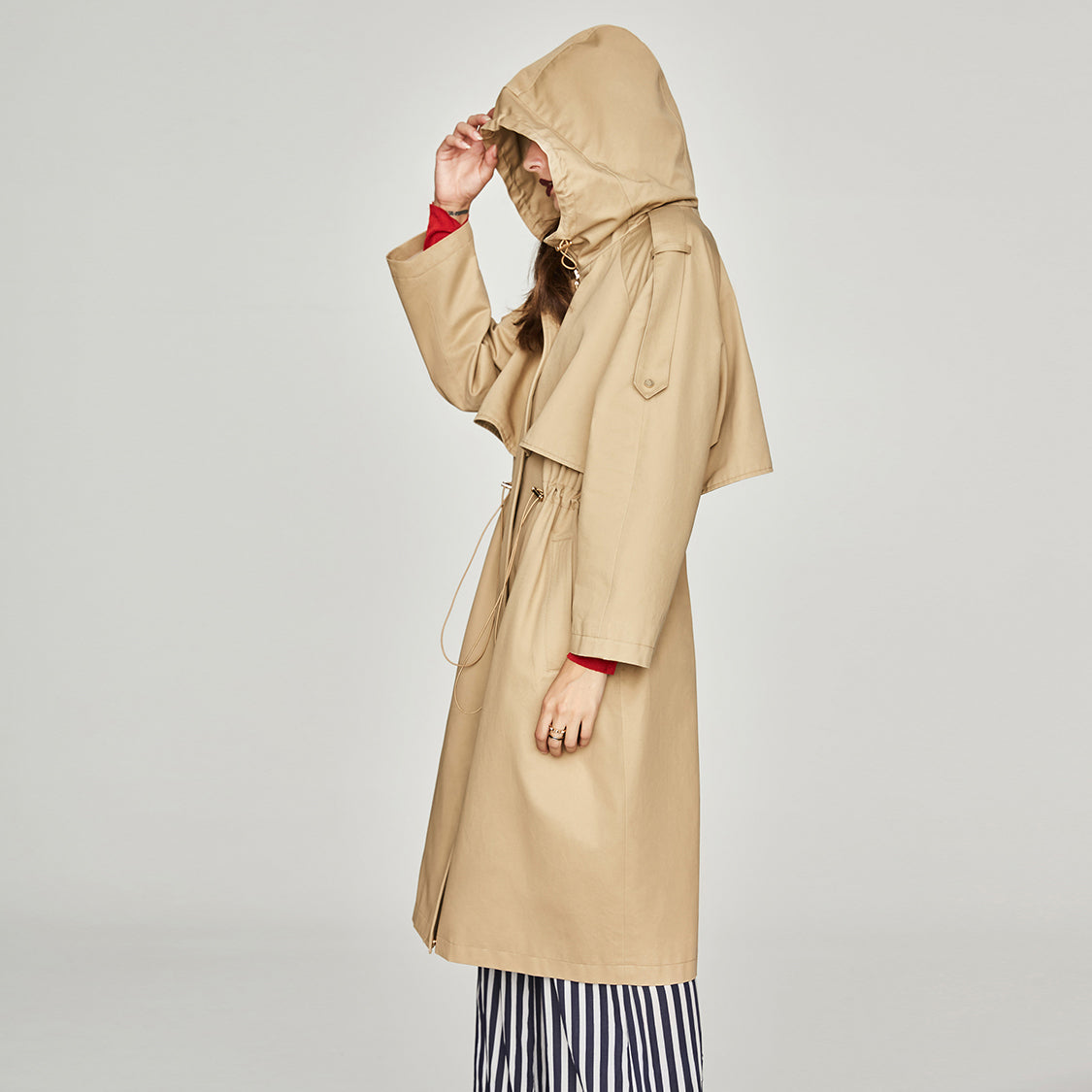 long hooded trench coat womens