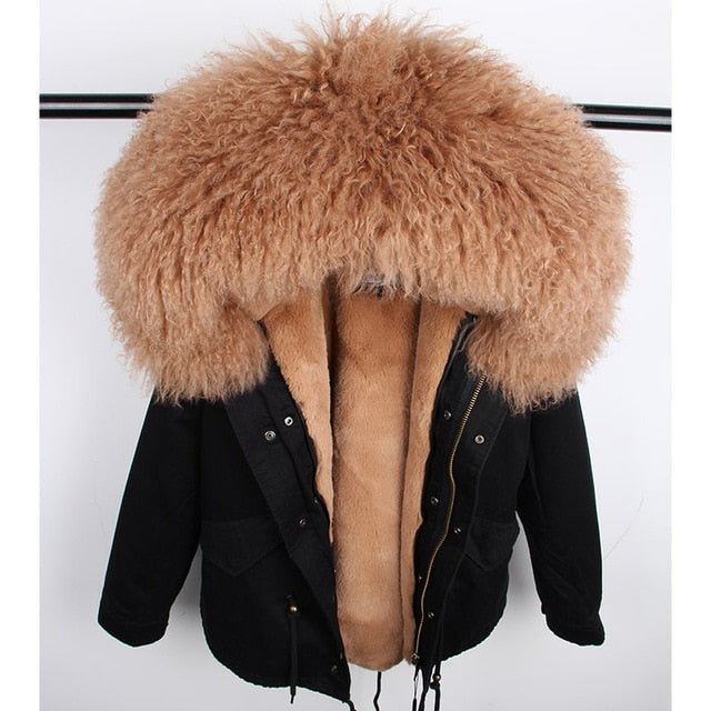 real fur lined parka womens