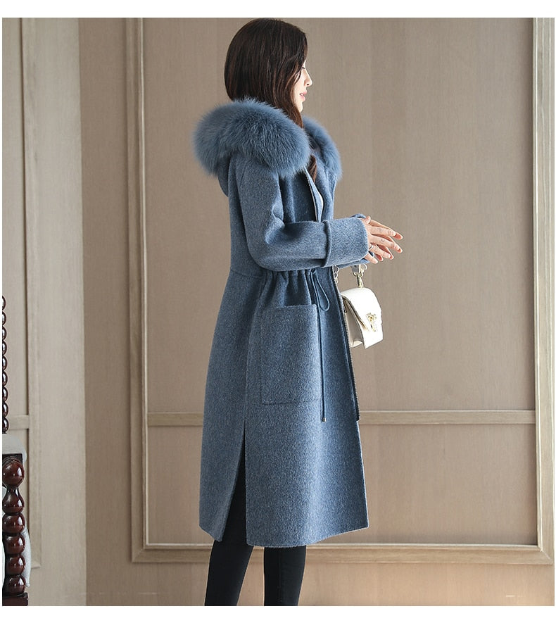 hooded wool coat women