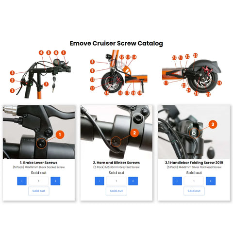 EMOVE Cruiser Screw Catalog