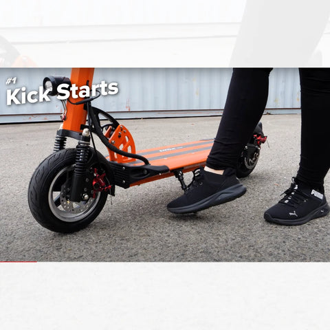 Kick start the electric scooter 