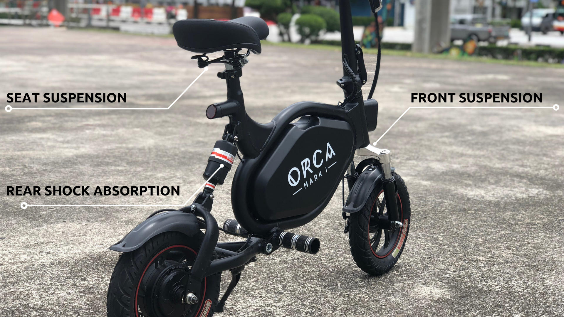 orca electric scooter triple suspension system