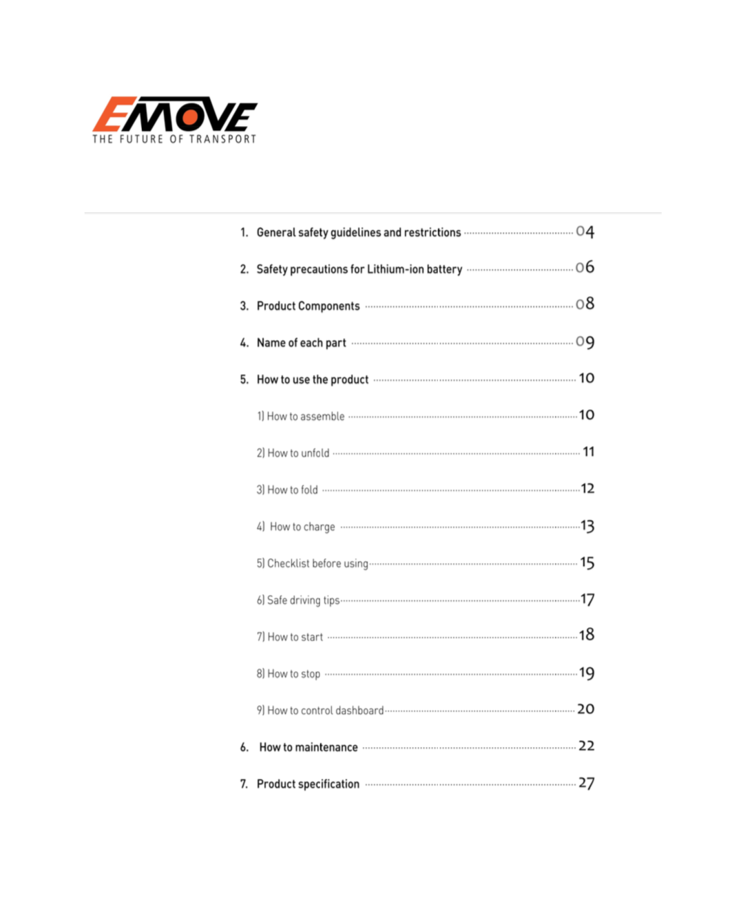 Manuel d'utilisation du scooter électrique Emove Cruiser