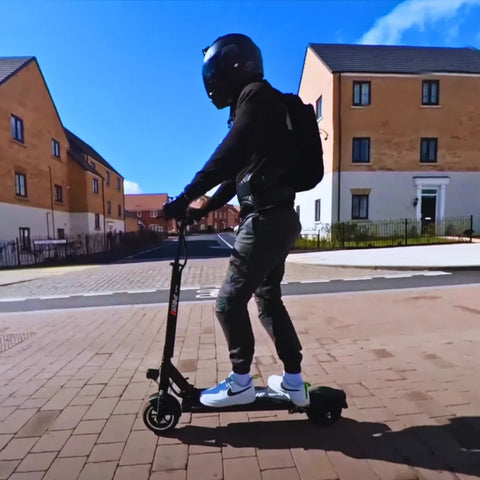 Cruising along the streets with the EMOVE Touring electric scooter