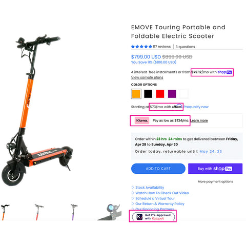 Fournisseurs de financement de scooters électriques