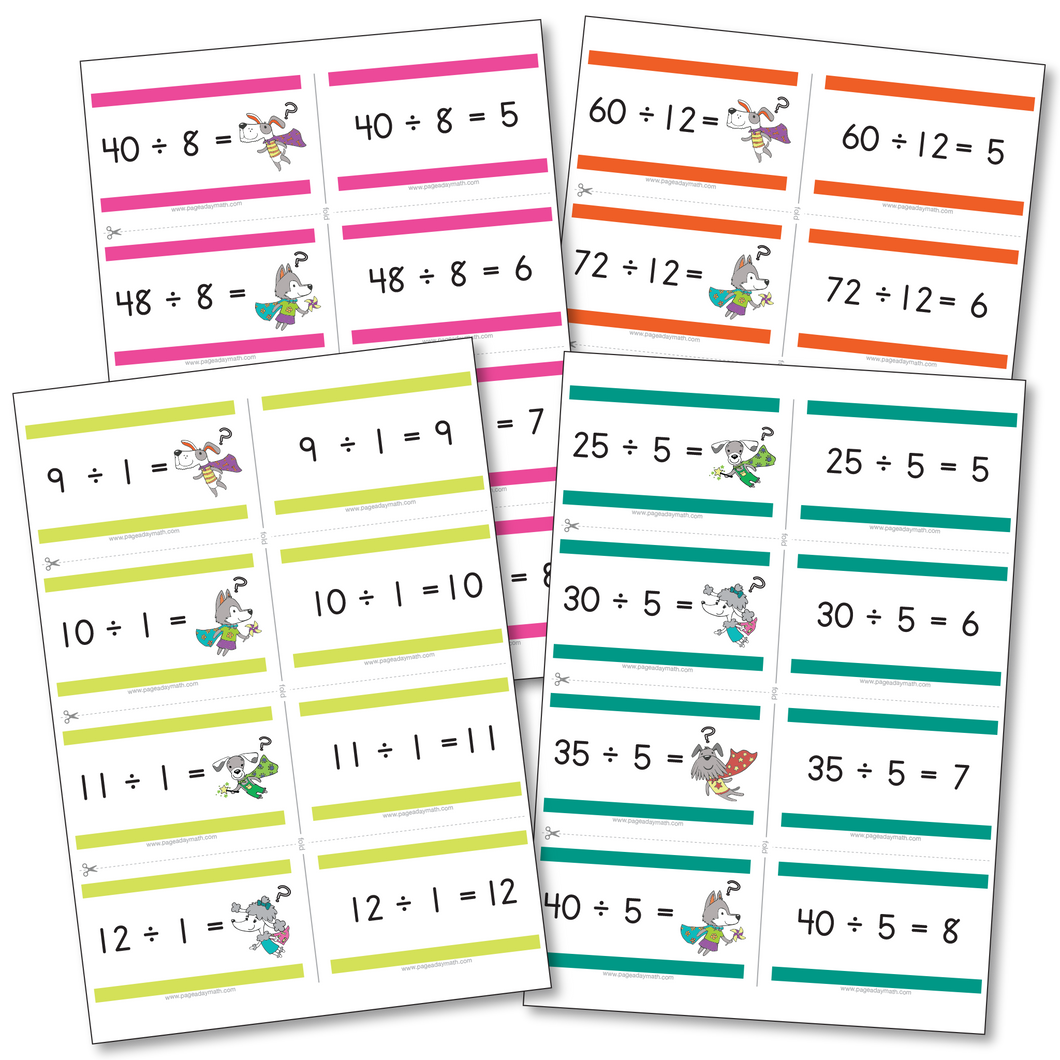 Division Flash Cards Printable Division Flashcards (012) Page A Day