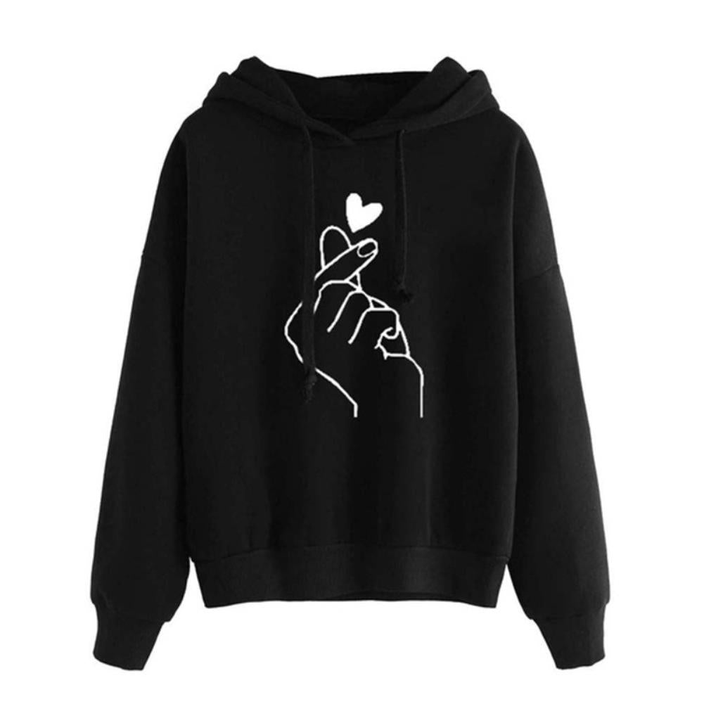 korean finger heart hoodie