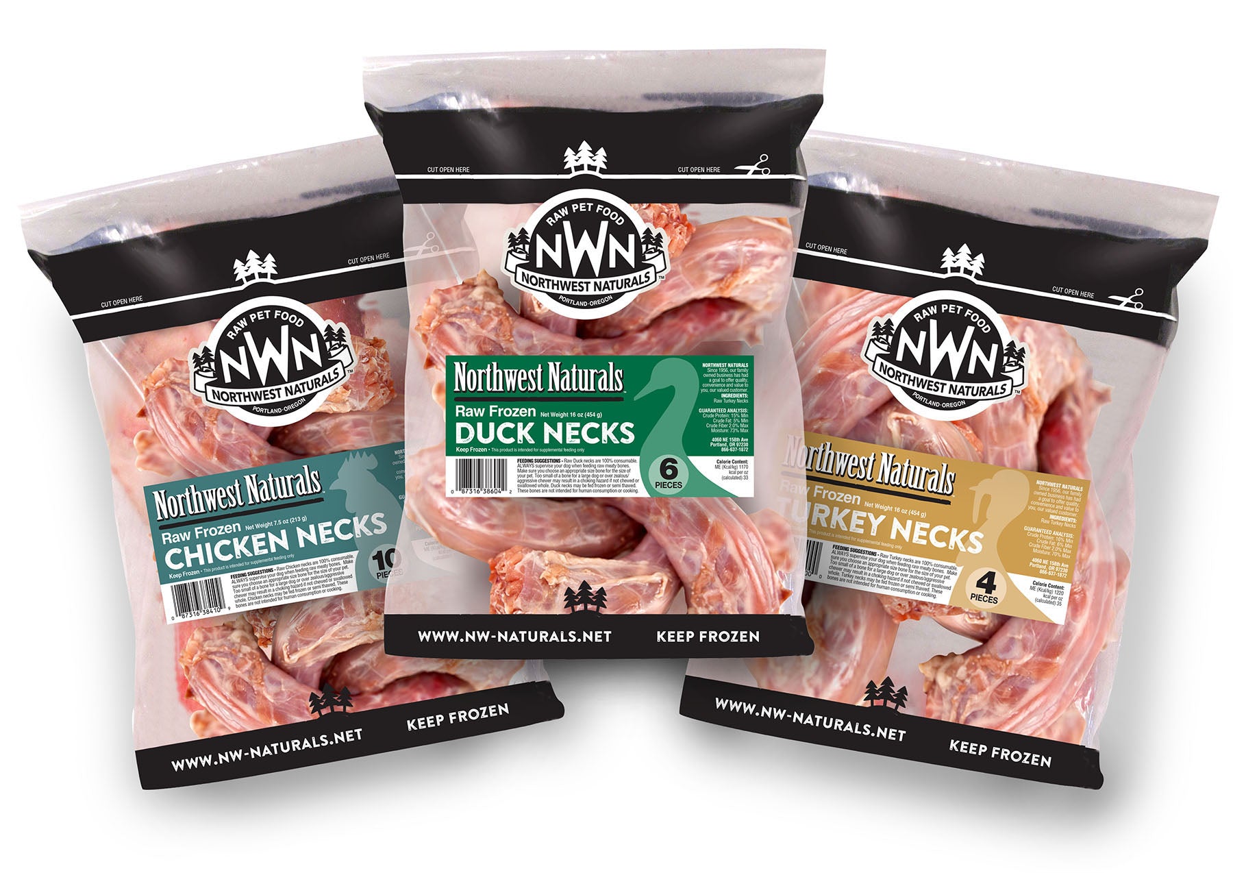 Northwest Naturals Meaty Bones Grain-Free Raw Frozen Chicken Neck Dog - Le Pup Pet Supplies and