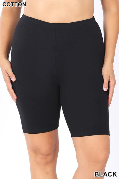 cotton black biker shorts