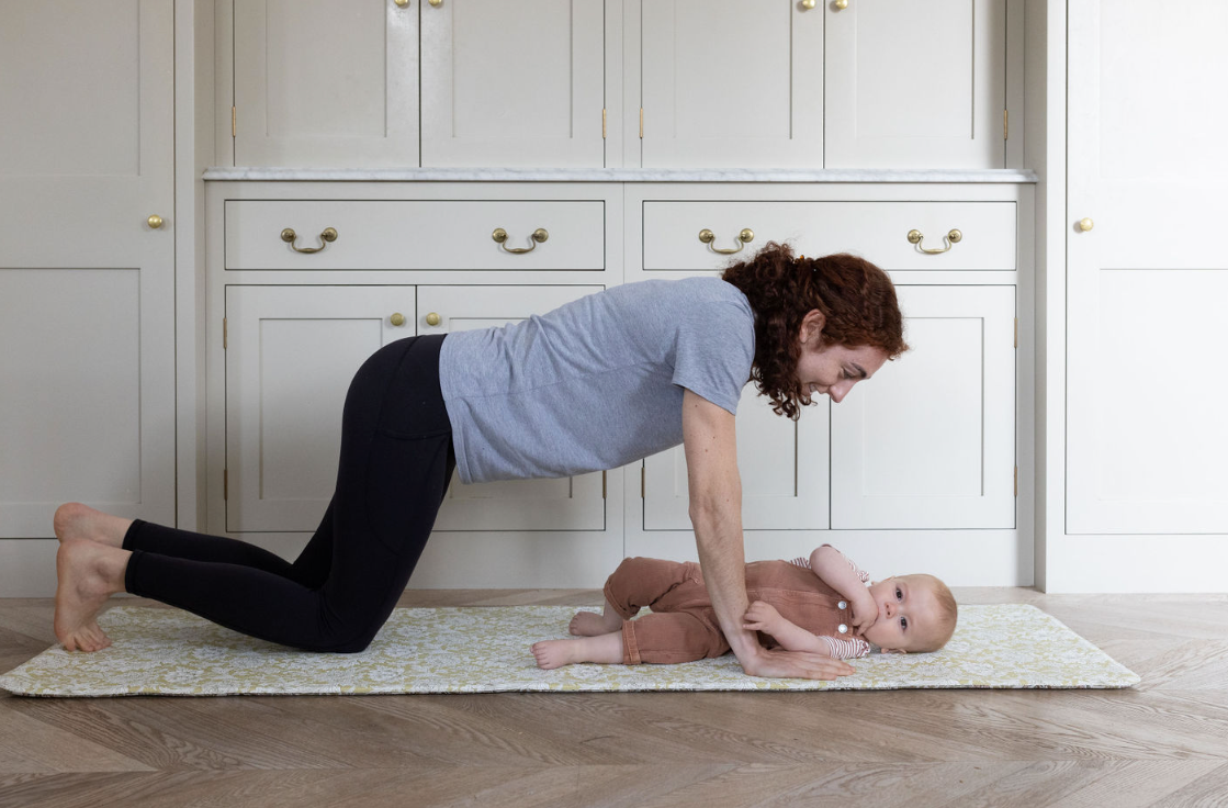 Chrysanthemum design Totter + Tumble x Morris & Co. yoga play mat for mums and mums