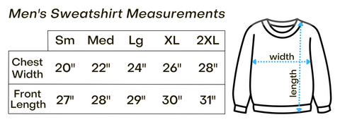 Cult Classic Shirts Men's sweatshirt size chart