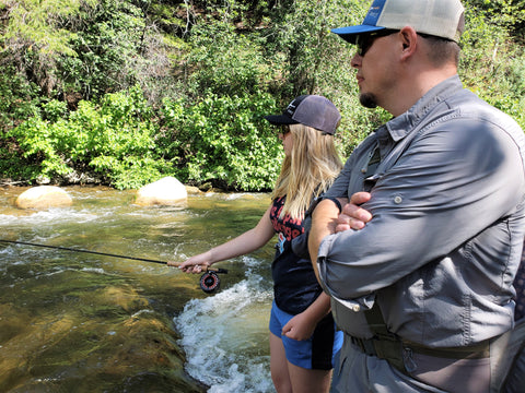 fly fishing with daughter