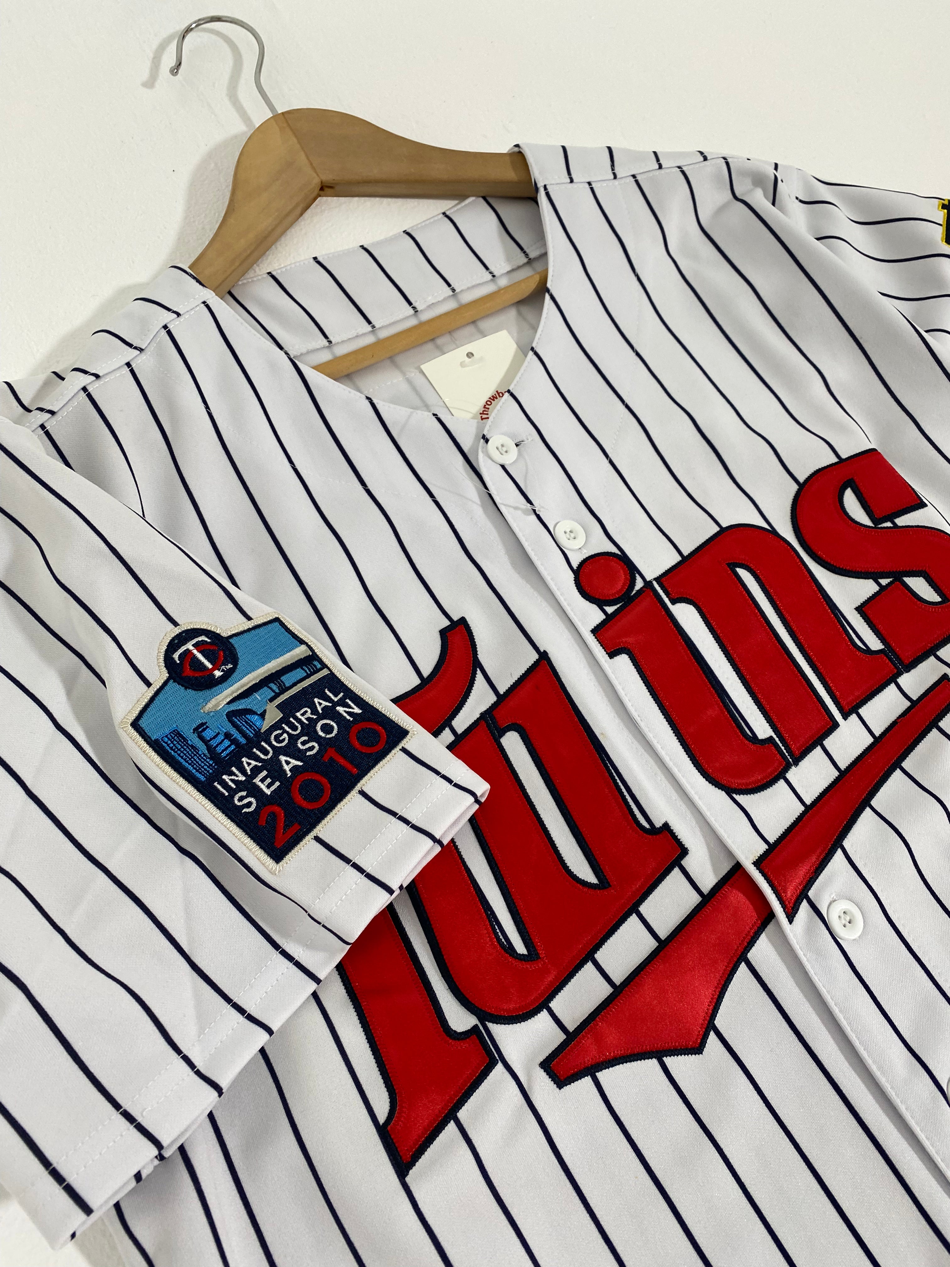 Vintage Style Minnesota Twins Joe Mauer Jersey Sz XL Cream Stripe