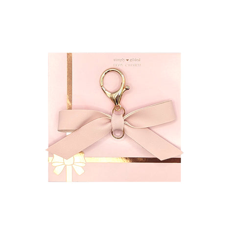 Light Pink Glitter bow Keychain (light gold hardware) – simply gilded