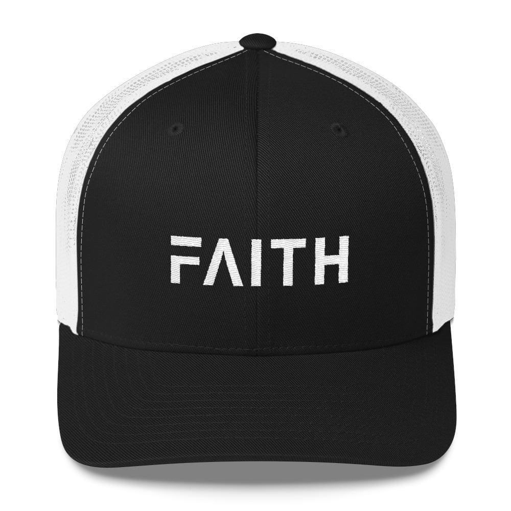 FAITH 5 Panel Christian Trucker Hat with Black Stitching