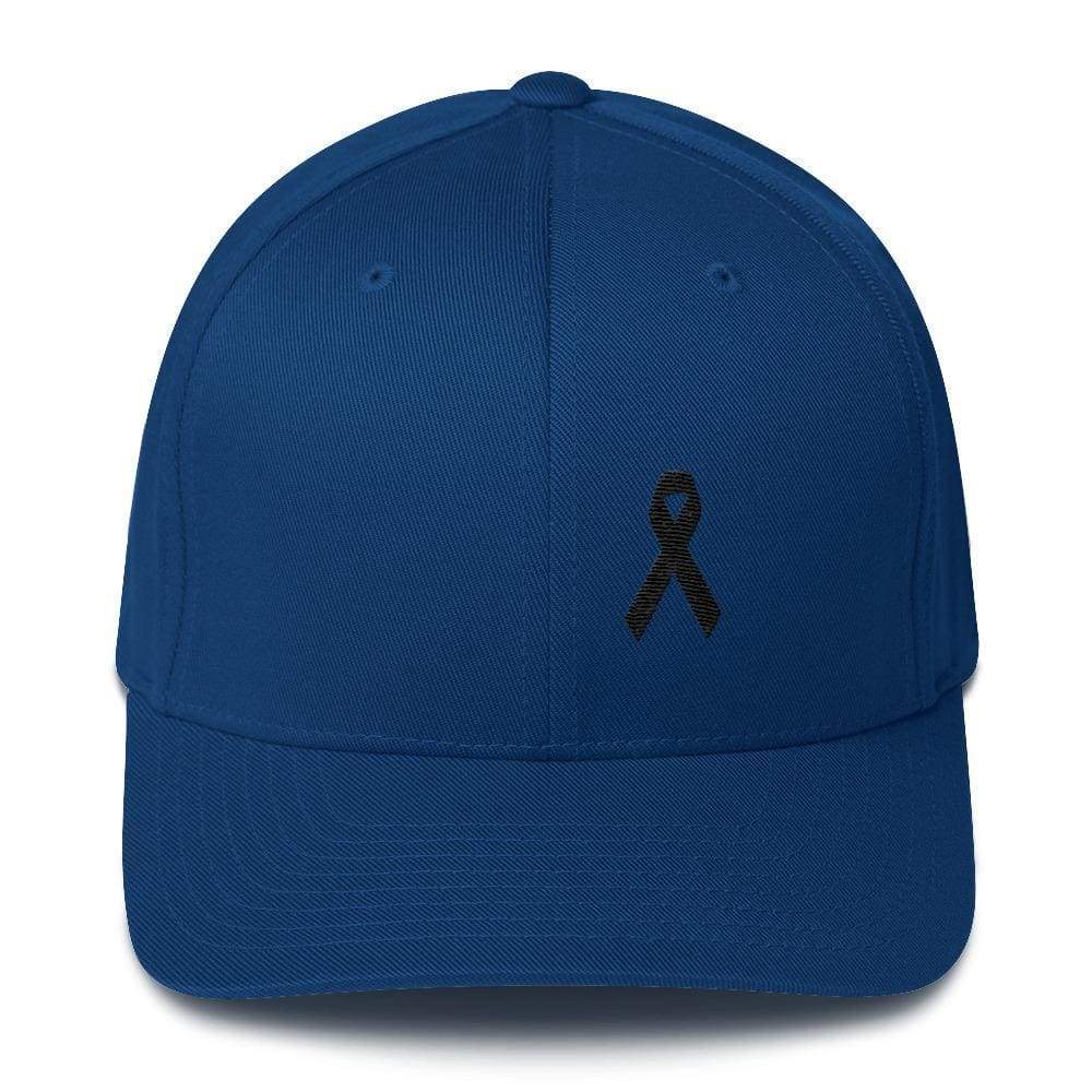 Melanoma & Skin Cancer Awareness Twill Flexfit Fitted Hat with Black R ...