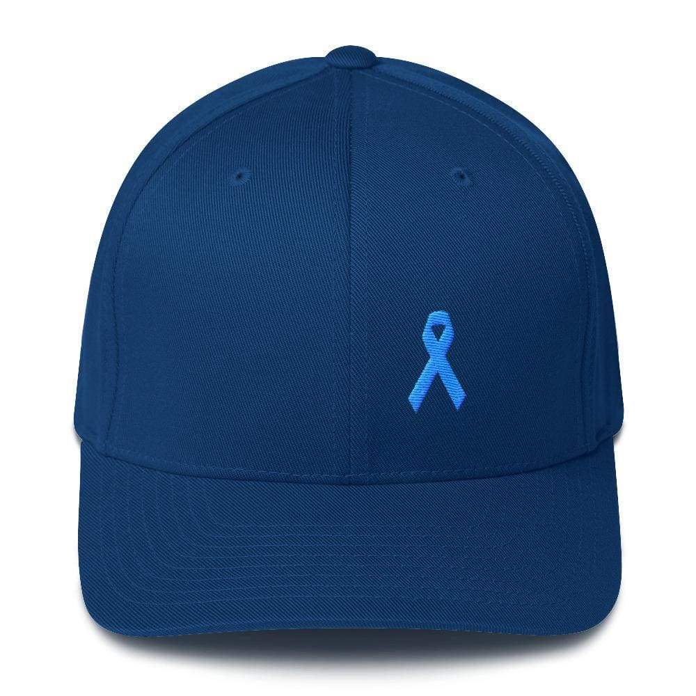 Prostate Cancer Awareness Fitted Hat with Light Blue Ribbon – FACT goods