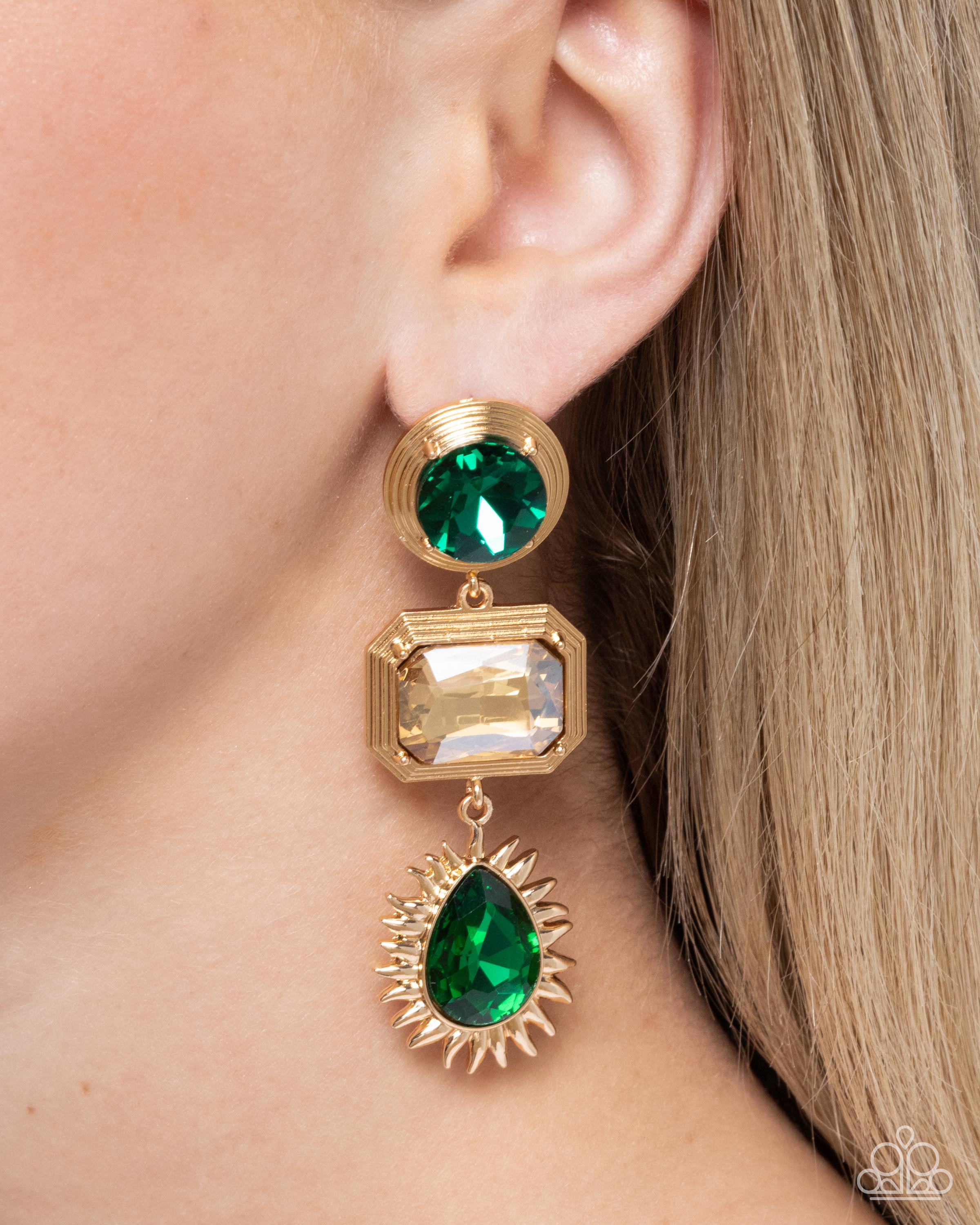 Paparazzi "Entertaining the Thought" Green Post Earrings