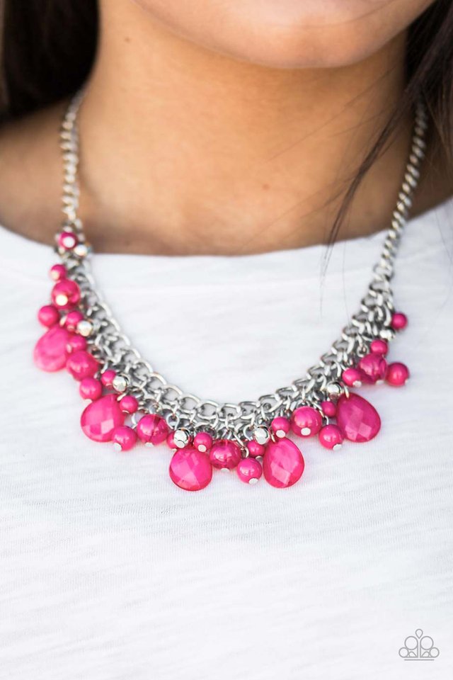 Paparazzi Flirty Flamenco Pink Necklace And Earring Set 6824