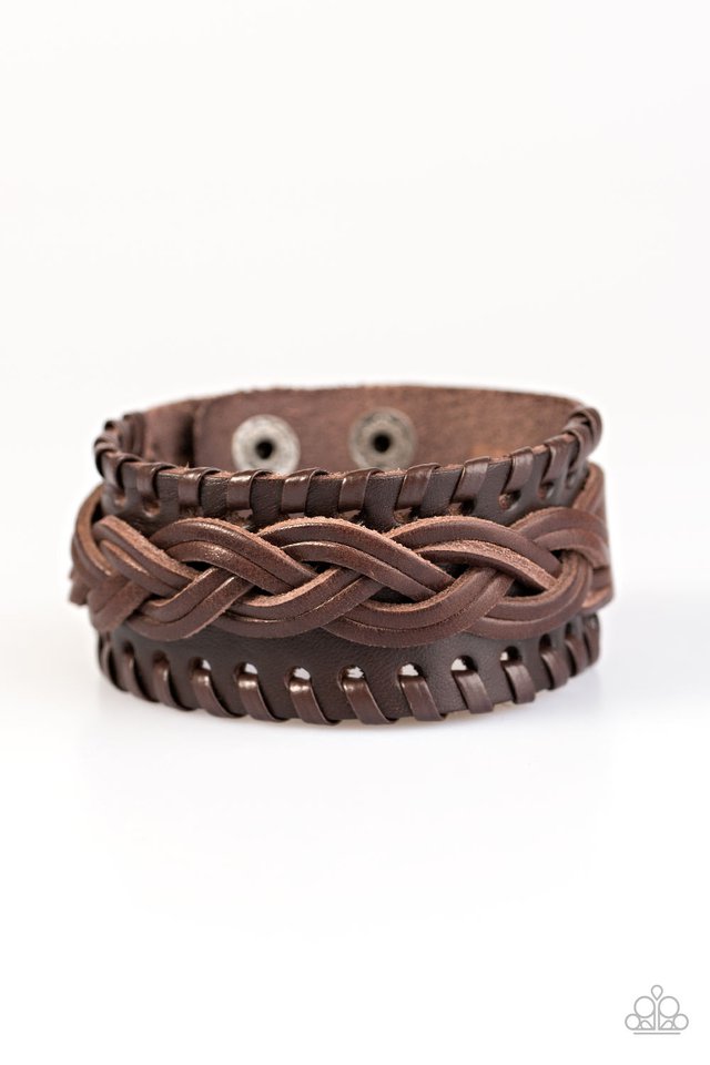 Paparazzi Road Show Brown Leather Braided Urban Bracelet Unisex 5136