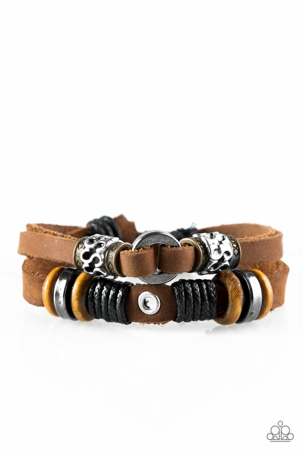 Paparazzi Jungle Hunt Brown Leather Wooden Bead Urban Bracelet Unise 0320