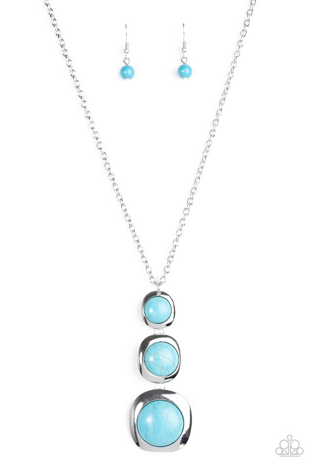 Paparazzi Stone Tranquility Blue Turquoise Necklace And Earring Set