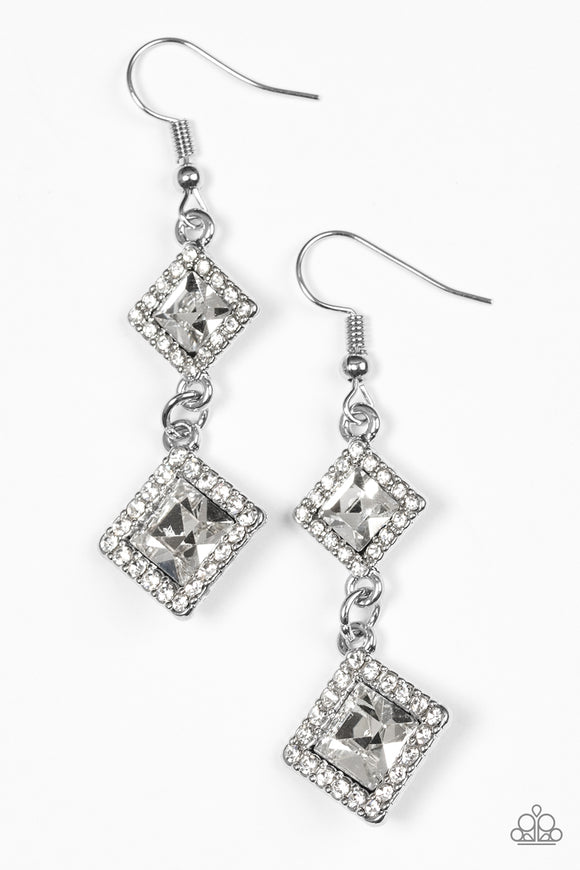 Paparazzi Timelessly Times Square White Earrings 7724