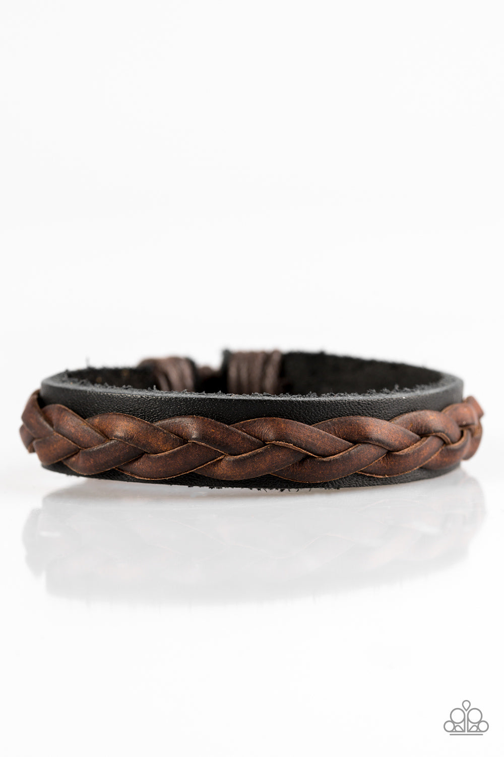 Paparazzi The Oregon Trail Brown Braided Leather Urban Bracelet Unis 7016