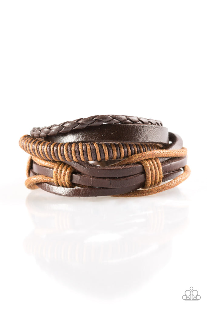 Paparazzi Trailbreaker Brown Leather Urban Bracelet Unisex 7201