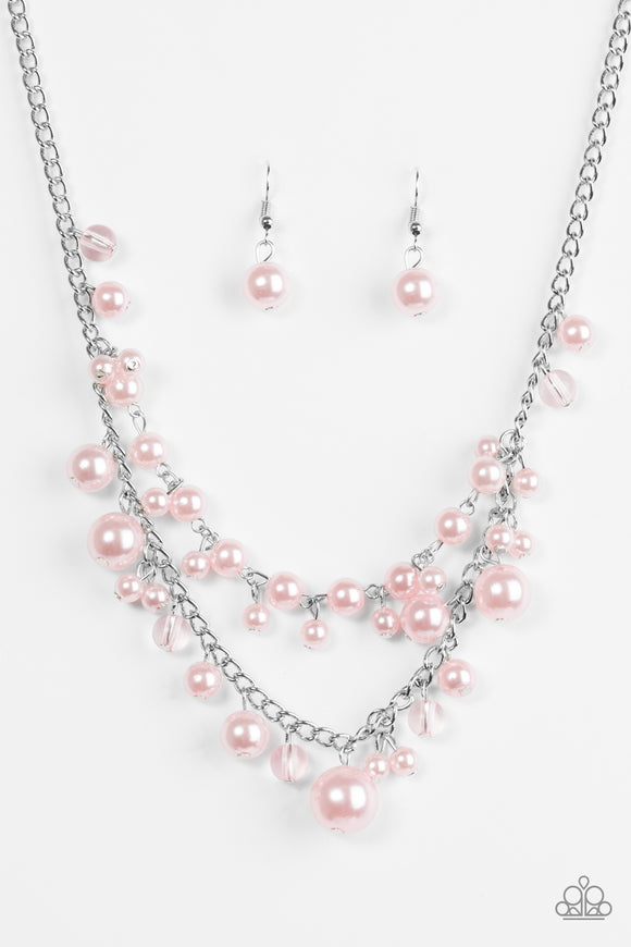 Paparazzi Blissfully Bridesmaid Pink Necklace And Earring Set 3374