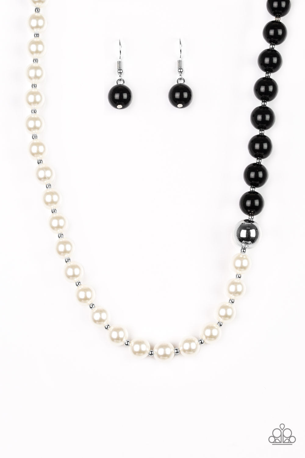 black pearl necklace and earrings