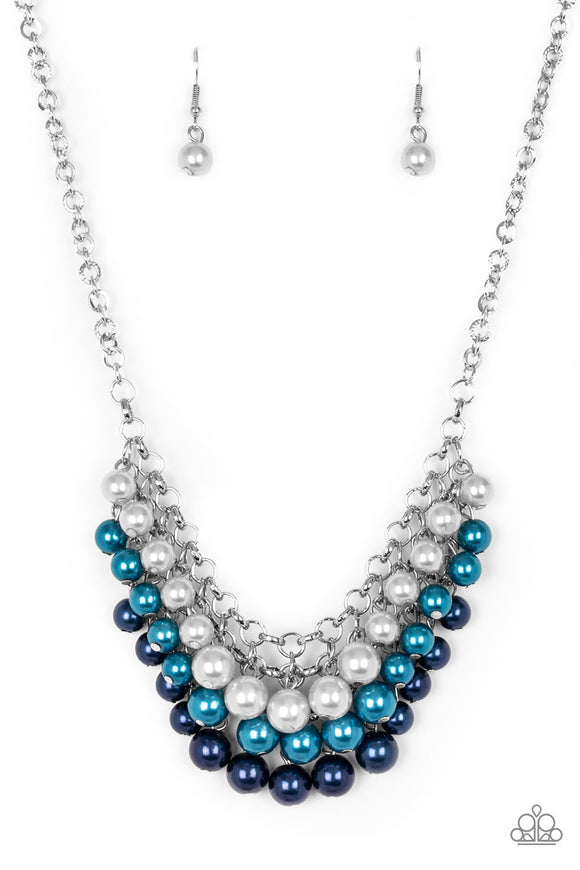 blue pearl necklace and earrings