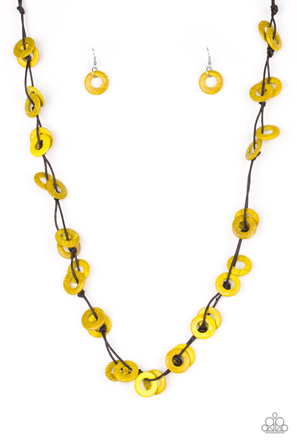 yellow wood necklace paparazzi