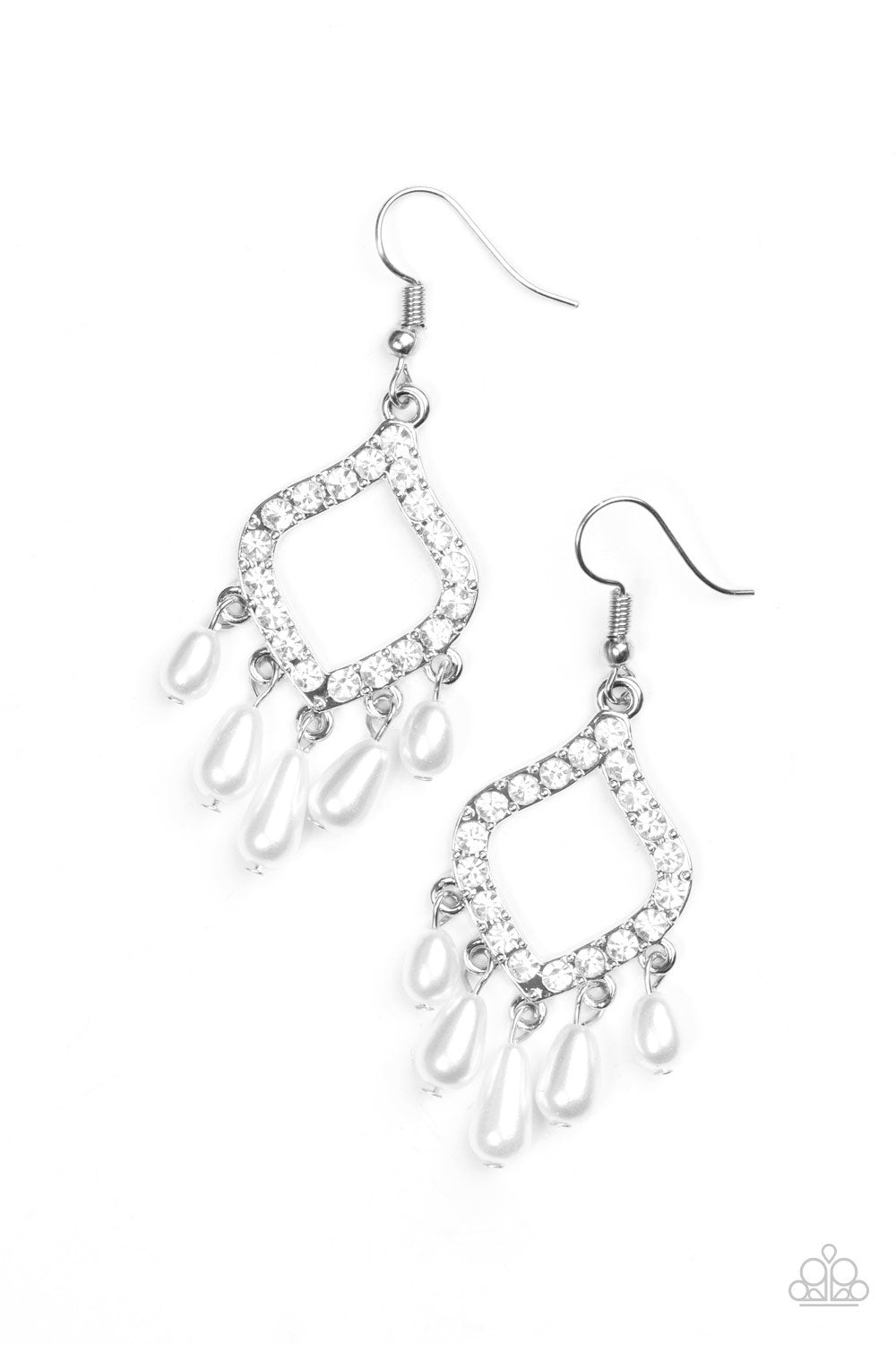 Paparazzi Divinely Diamond White Earrings 3516