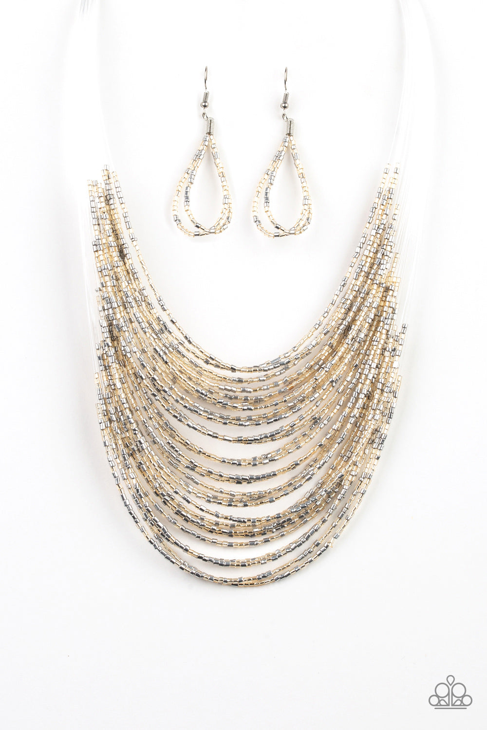 Paparazzi Queen" Multi Metallic Bead Necklac