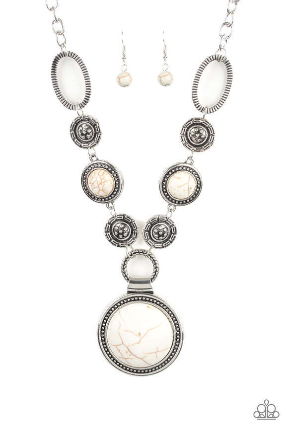 Paparazzi “sedona Drama” White Necklace And Earring Set