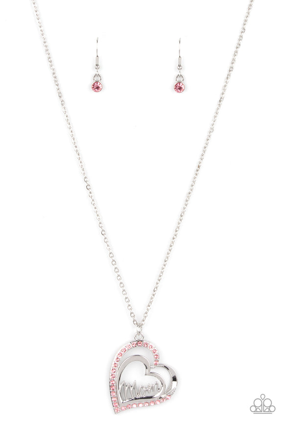 one heart pink necklace paparazzi