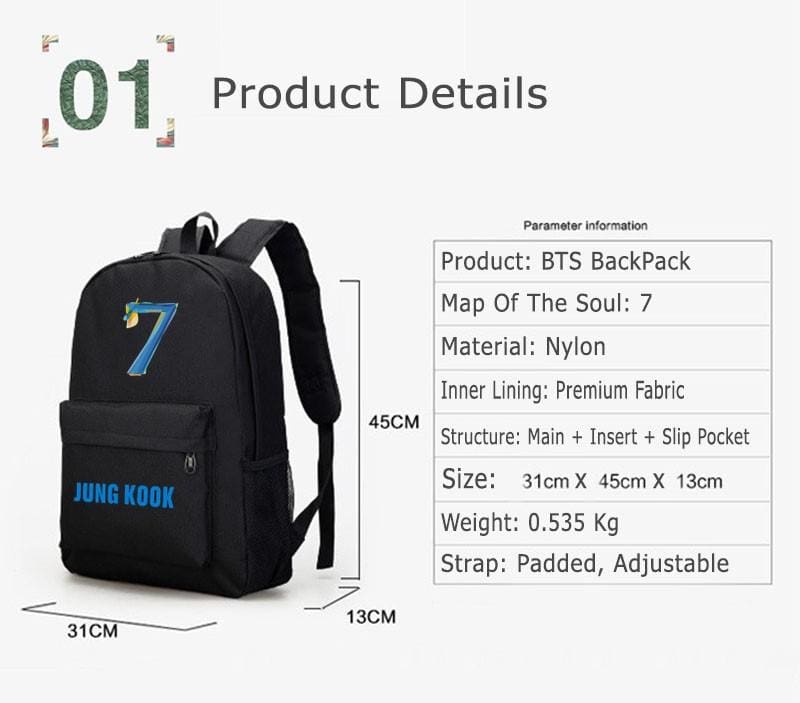 BTS MERCH SHOP  Map of the soul 7 Backpack - Usb Rechargeable