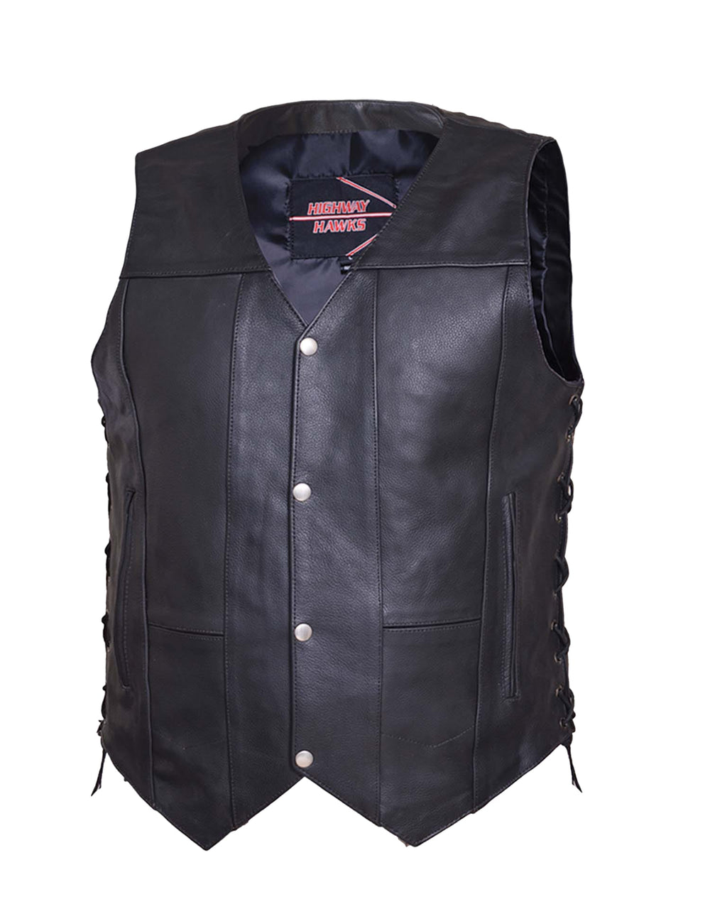 Motorcycle Leather Classic Side Lace Biker Vest GUN POCKET Men SKU#2632 ...