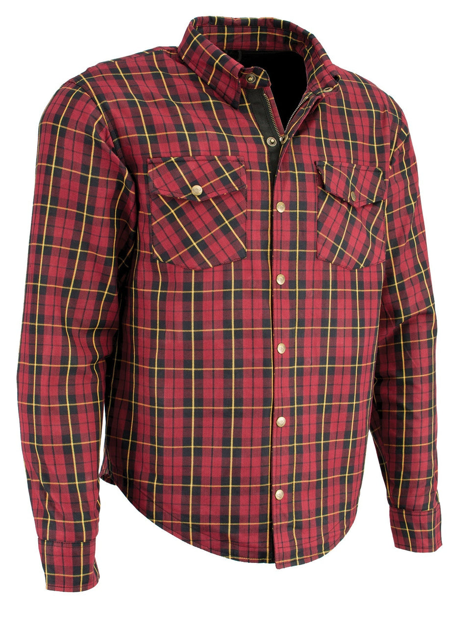 Men's Armored Checkered Flannel Biker Shirt w/ Aramid® by DuPont™ Fibers - HighwayLeather