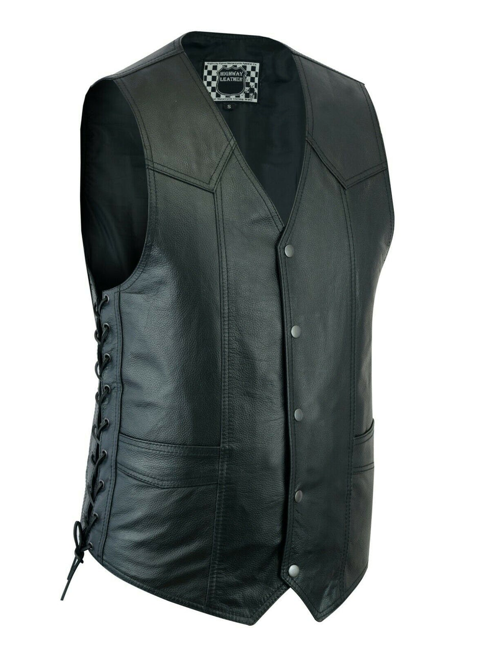 Men's Motorcycle Leather Western Vest Side Lacing | HighwayLeather