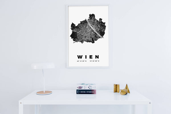 Wien Schwarz-Weiss Stadtkarte Poster Design