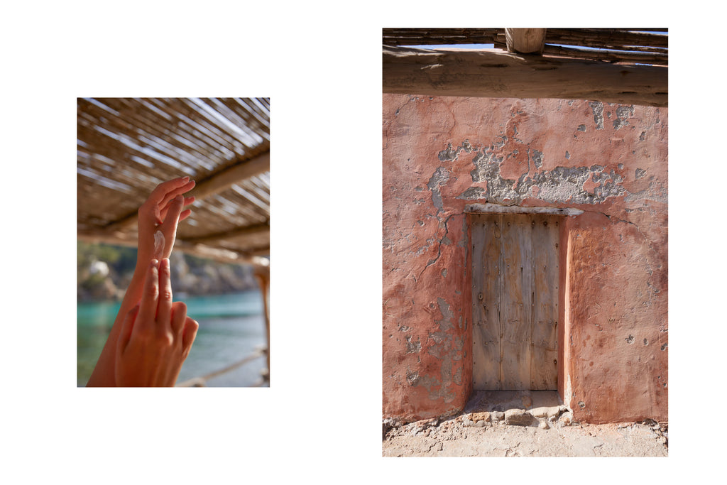 fotografias en Ibiza donde se muestra una mano aplicando crema hidratante
