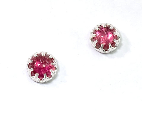 pink tourmaline stud earrings in sterling silver