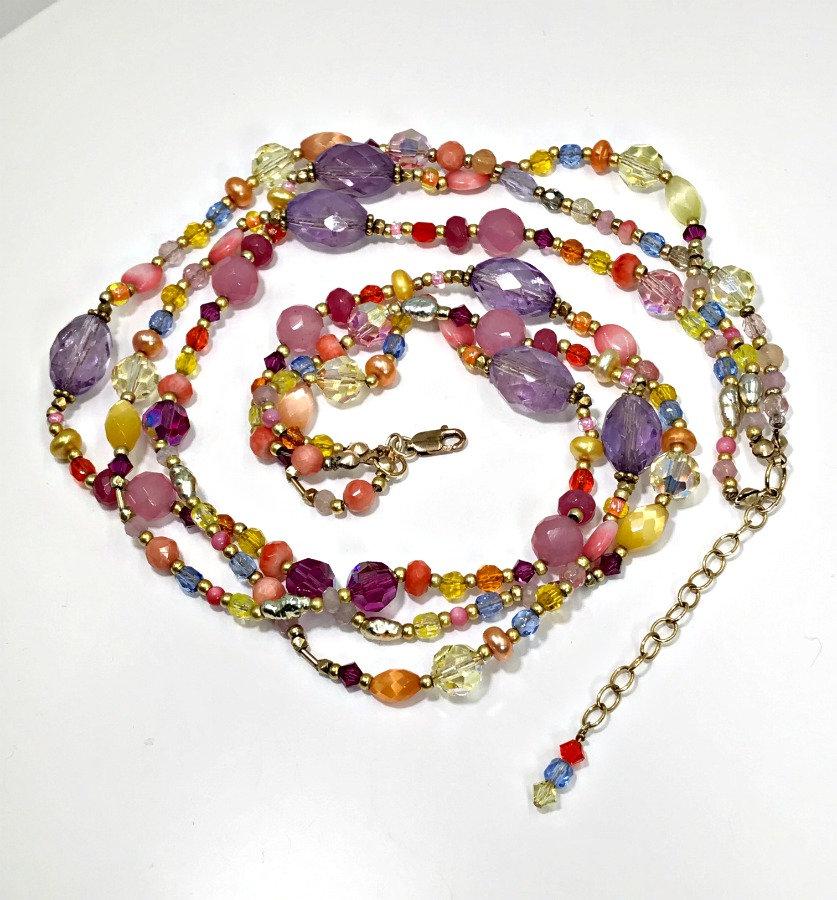 Colorful Gemstone Multicolor Crystal Necklace– doolittlejewelry