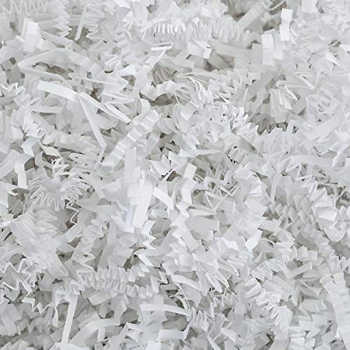 PACKHOME 1 lb Crinkle Cut Paper Shredded Paper Shred Filler, Premium Quality for Gift Packing and Baskets Filling (Snow White)