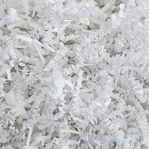 Montplisse White Crinkle Paper | 1lb White Crinkle Cut Paper Shred Filler | White Shredded Paper Filler for Gift Baskets | Basket Filler Shred | White