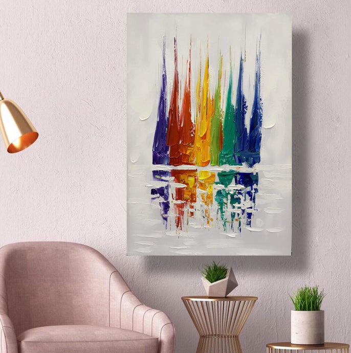 Abstract Handmade Oil Painting on Stretched Canvas in Beautiful Colours